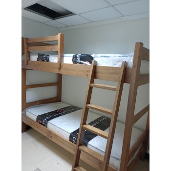  Κρεβάτι διώροφο από μασίφ πεύκο σουηδικό φυσικό & καρυδί χρώμα