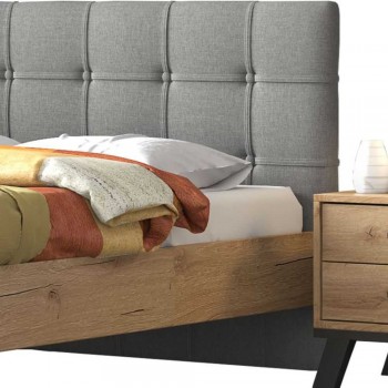 Κρεβάτι ξύλινο διπλό Νο75 με ύφασμα και μεταλλική βάση