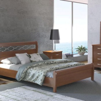 Laminated king size bed with solid wood