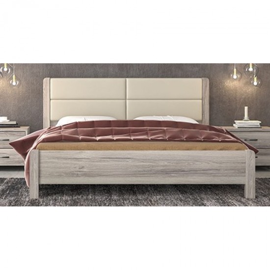 Κρεβατοκάμαρα ξύλινη με ύφασμα Ν45Δ σταχτί