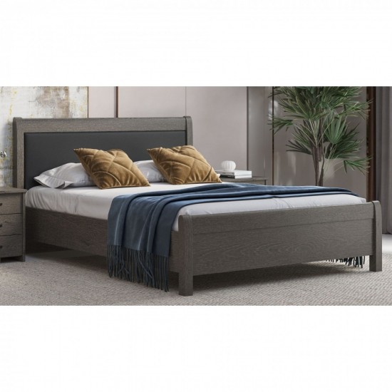 Κρεβατοκάμαρα ξύλινη με ύφασμα Ν26Α σκούρο δρυς