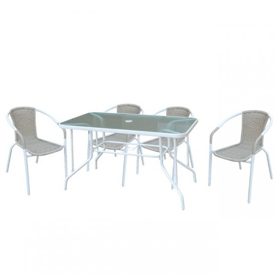 Σετ τραπέζι με 4 καρέκλες μεταλλικό λευκό