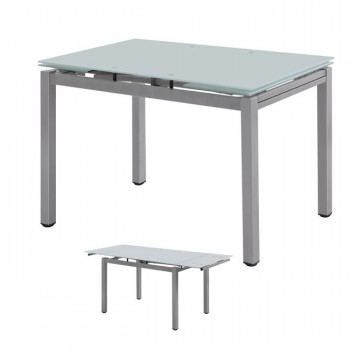 Γυάλινο τραπέζι 110cm x 70cm + 2 x 30cm ανοιγόμενο