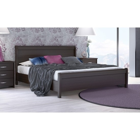 Laminated king size bed with solid wood 