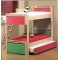 Διώροφο κρεβάτι - κουκέτα μονό παιδικό - εφηβικό οξιά με 3 κρεβάτια 