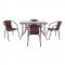 Σετ τραπέζι με 4 καρέκλες μεταλλικό καφέ