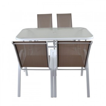 Aluminium set 1 table 6 armachairs