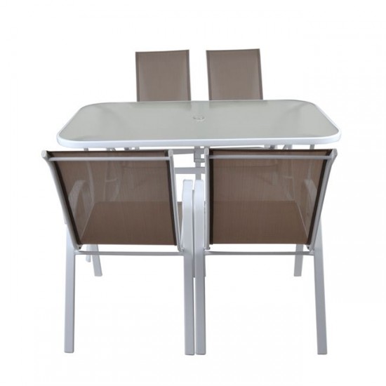 Aluminium set 1 table 6 armachairs