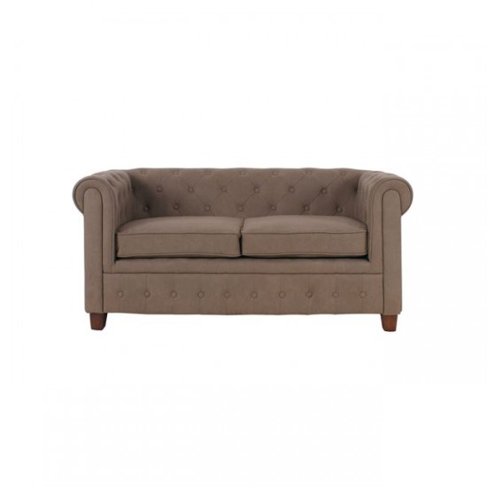 2θέσιος υφασμάτινος κλασσικός καναπές Chesterfield 153cm απαλό καφέ