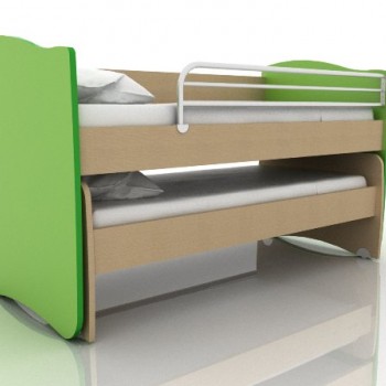 Χαμηλή παιδική κουκέτα μονή με συρόμενο κρεβάτι